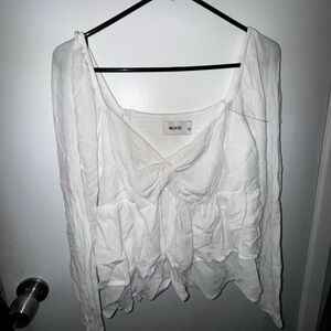 Hollister Ivory Tie-Front Blouse